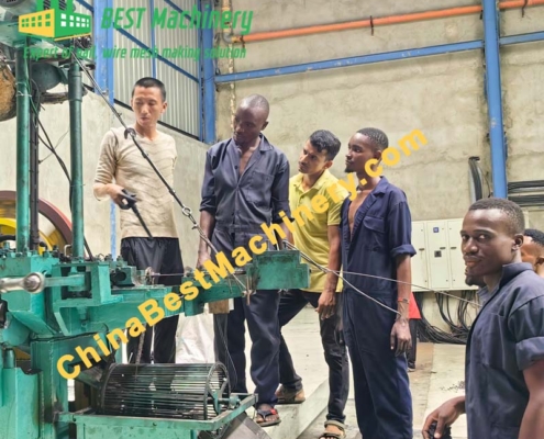 Chinese Engineer testing roofing nail making machine BEST Machinery